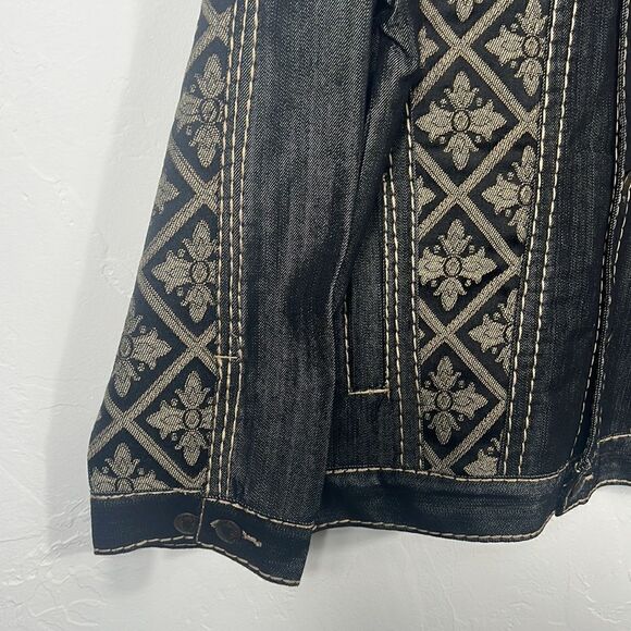 🔥🔥 “NWT” ROYAL ARMY Black Denim & Gold JACKET “Affliction Style” - Sz Large - Picture 5 of 12